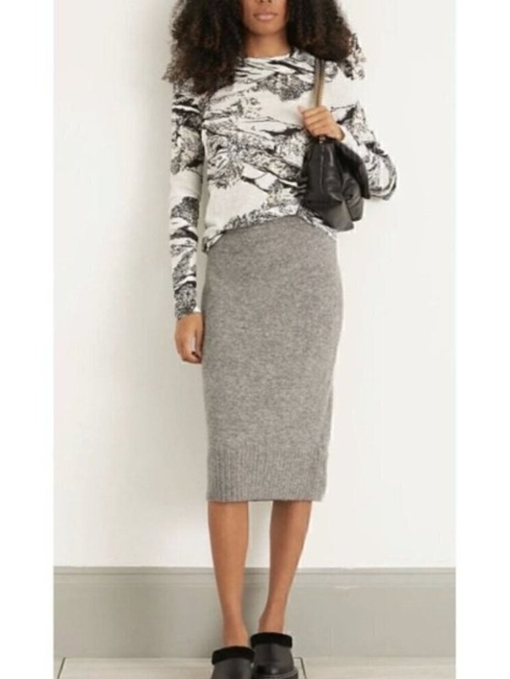 Dorothee Schumacher Gray Soft Flash Alpaca Blend Knit Midi Skirt - 12, BNWTs